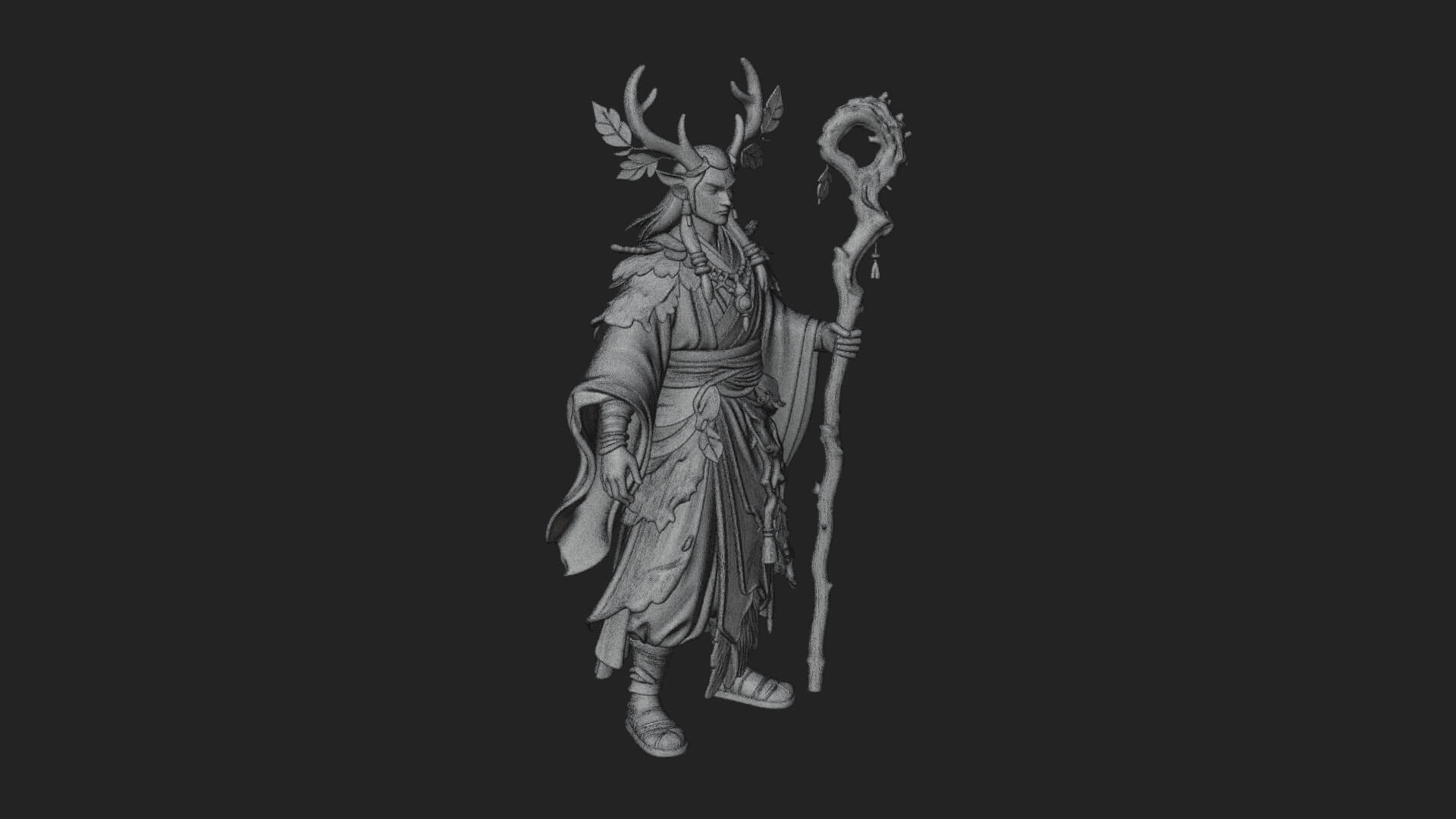 Elven High Mage Statue Design 14 3D Print Model 3D Model