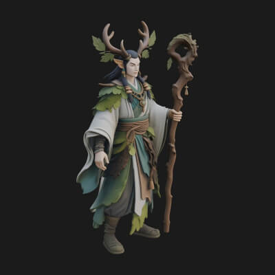 Elven High Mage Statue Design 14 3D Print Model