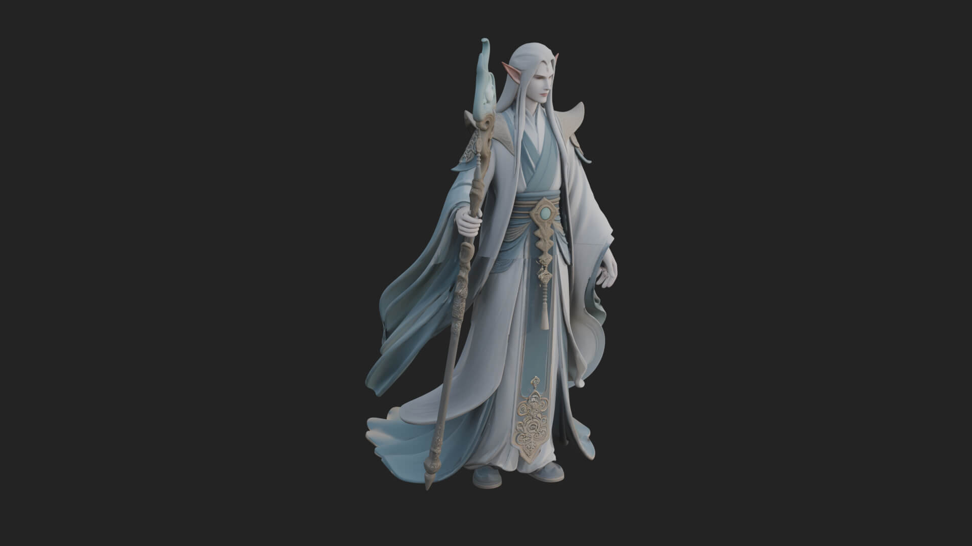 Elven High Mage Statue Design 15 3D Print Model 3D Model