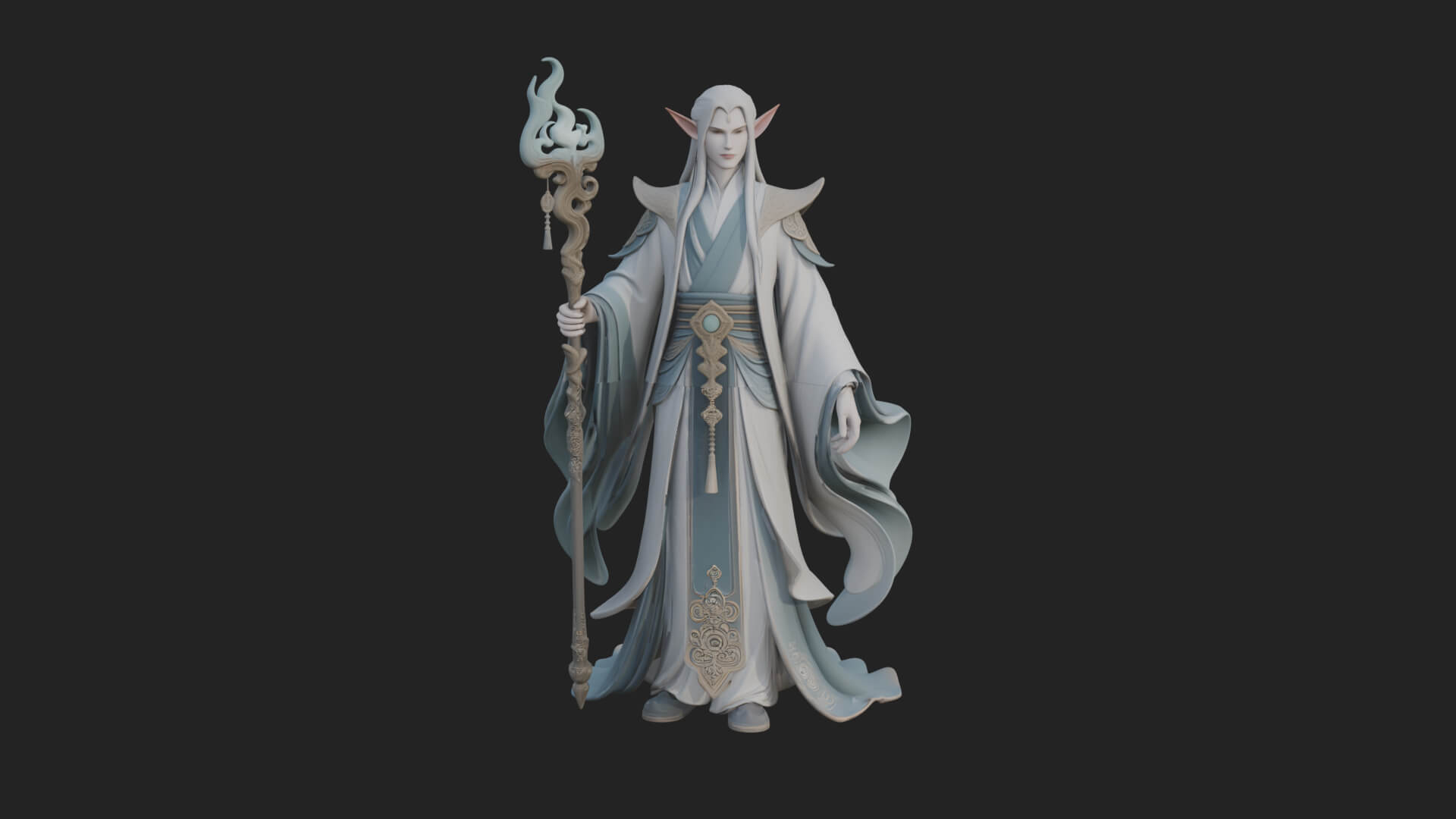 Elven High Mage Statue Design 15 3D Print Model 3D Model