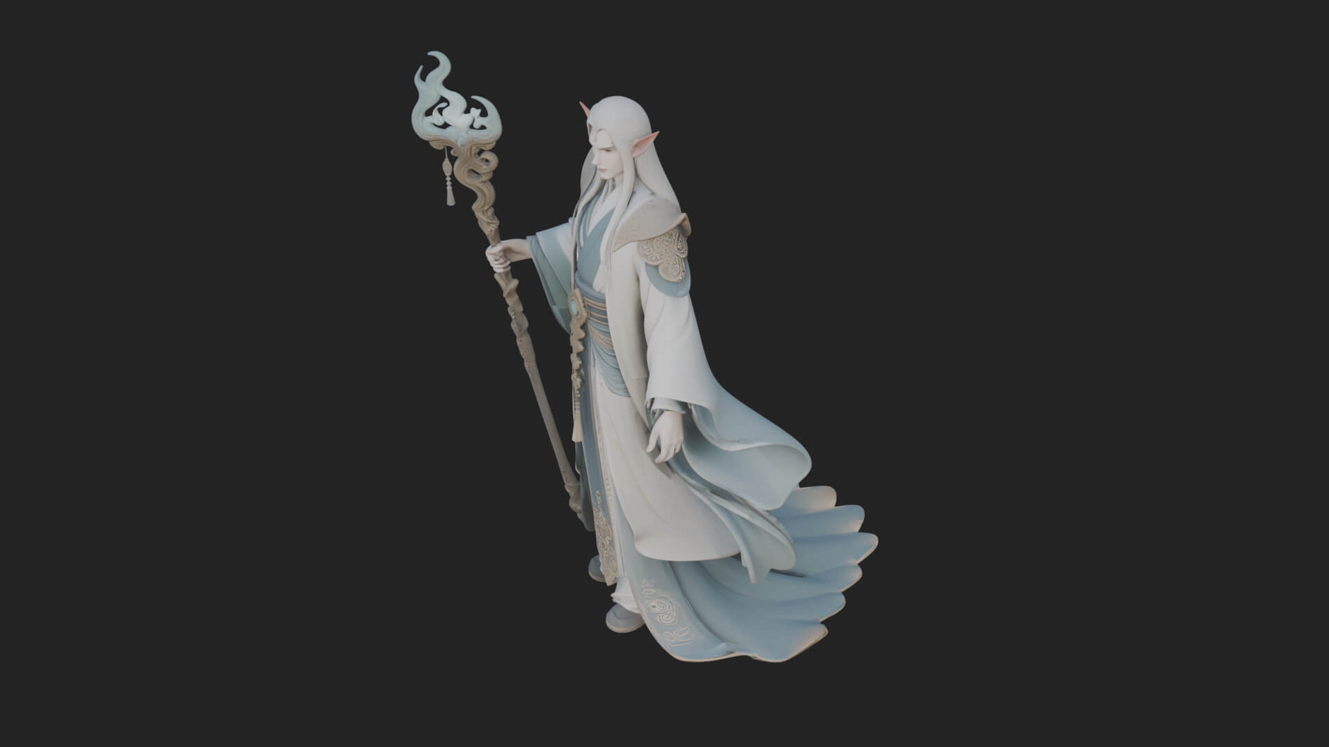 Elven High Mage Statue Design 15 3D Print Model 3D Model