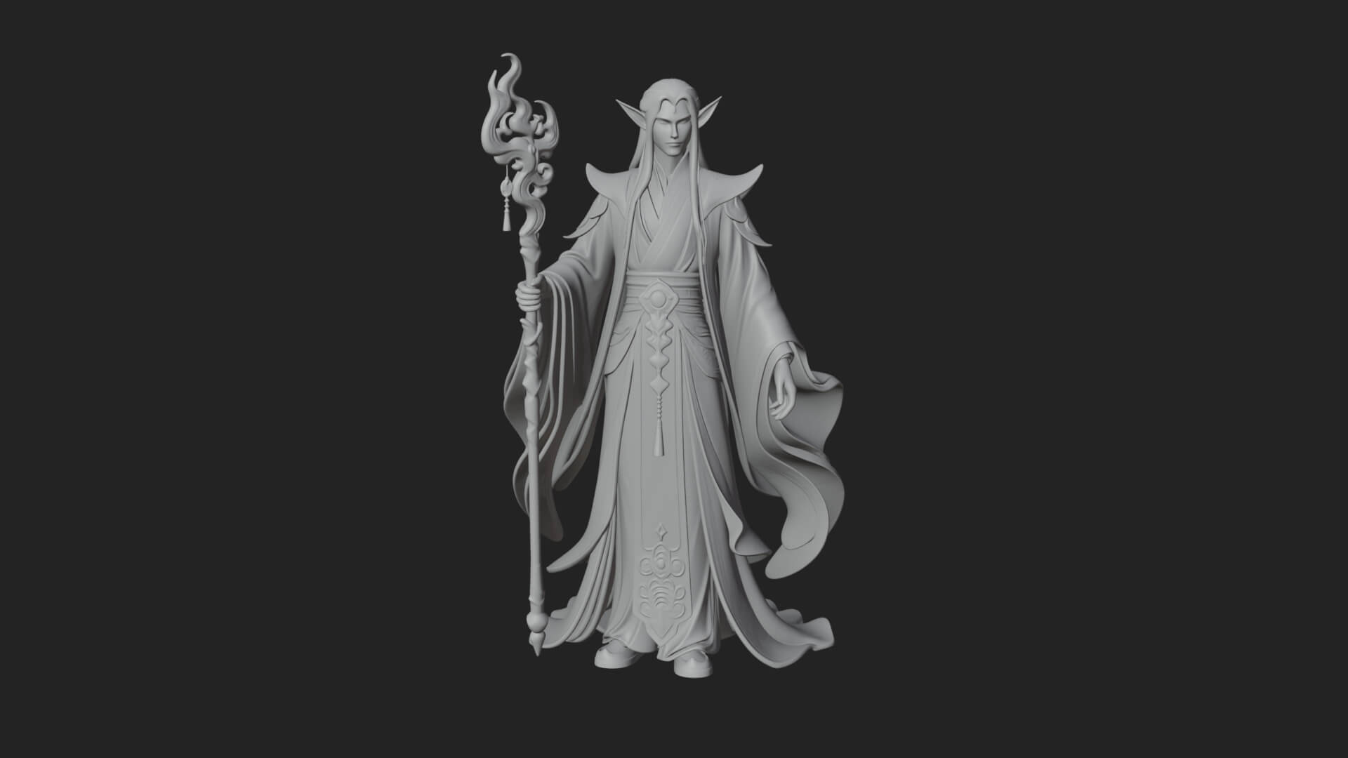Elven High Mage Statue Design 15 3D Print Model 3D Model