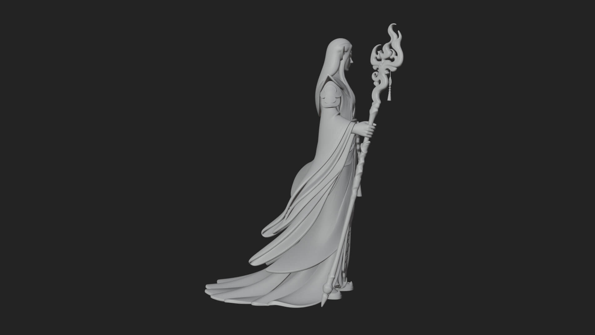 Elven High Mage Statue Design 15 3D Print Model 3D Model