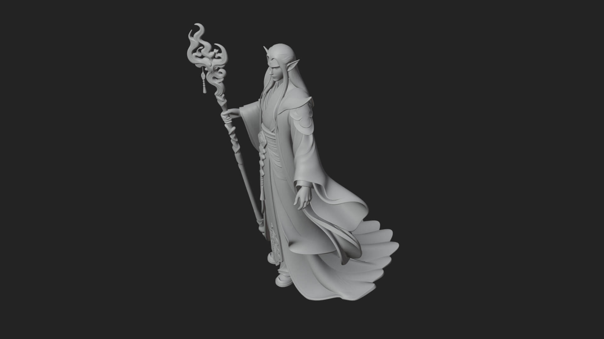 Elven High Mage Statue Design 15 3D Print Model 3D Model