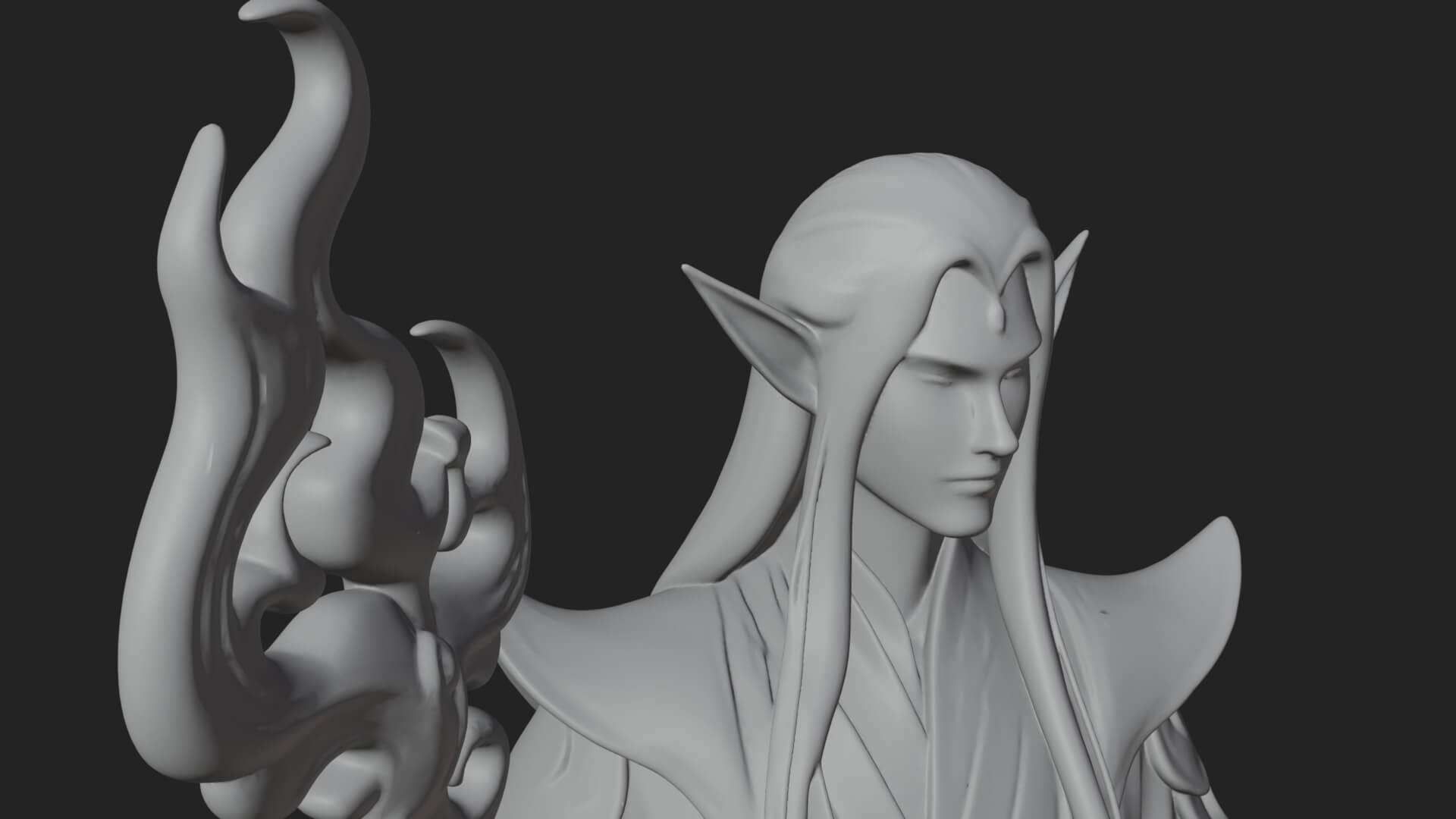 Elven High Mage Statue Design 15 3D Print Model 3D Model