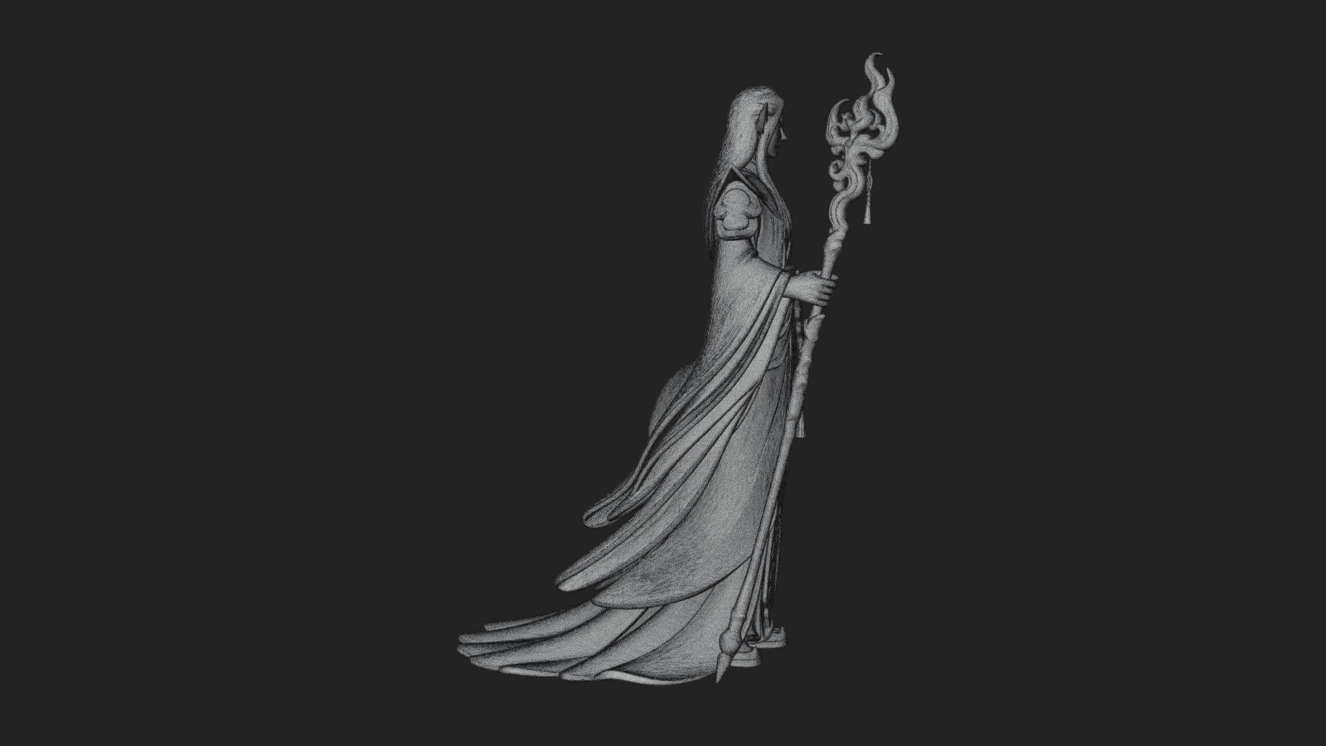 Elven High Mage Statue Design 15 3D Print Model 3D Model