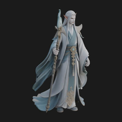 Elven High Mage Statue Design 15 3D Print Model