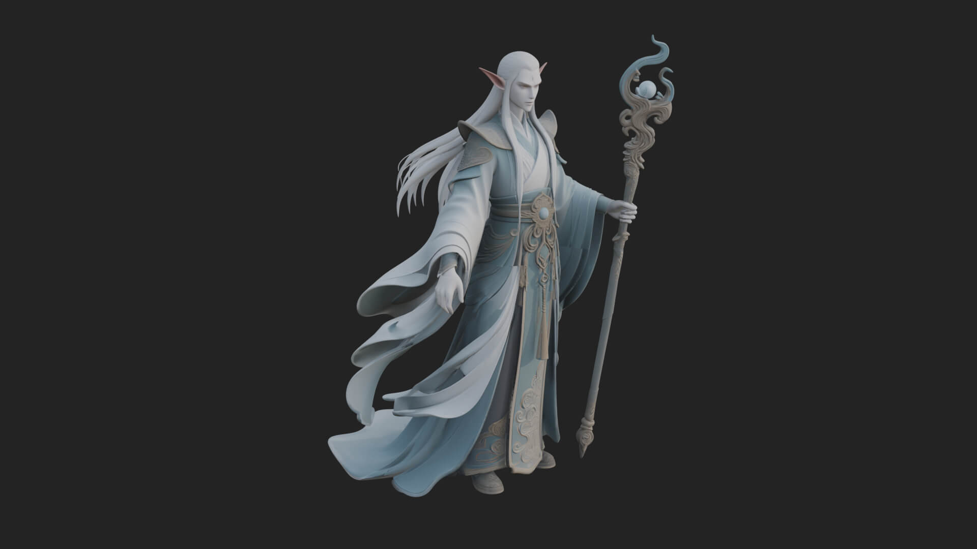 Elven High Mage Statue Design 16 3D Print Model 3D Model