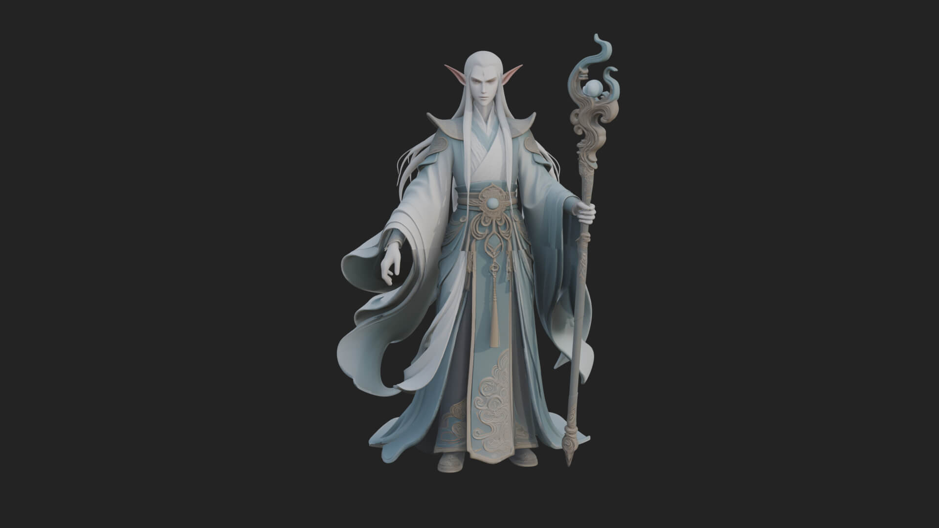 Elven High Mage Statue Design 16 3D Print Model 3D Model