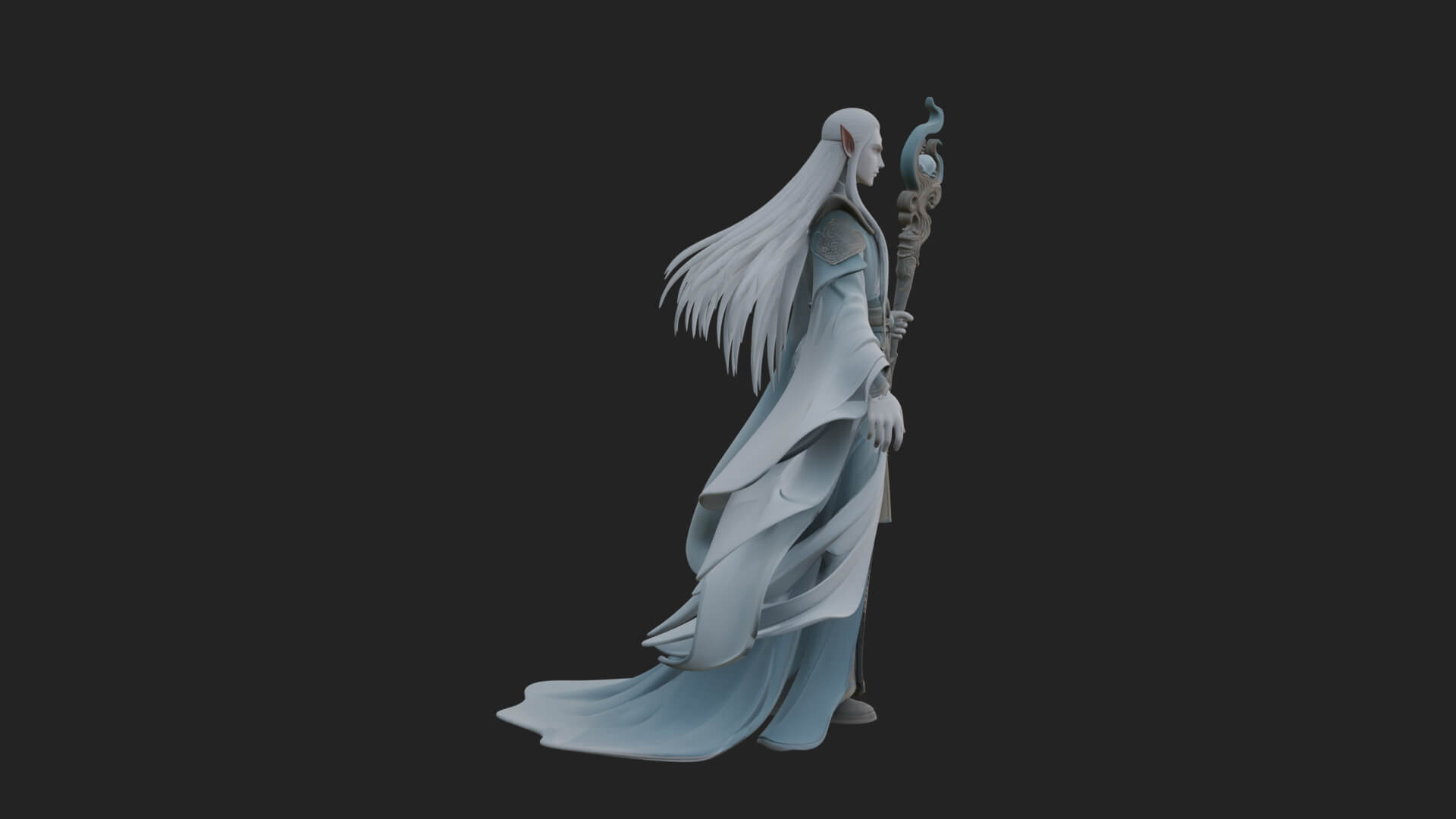 Elven High Mage Statue Design 16 3D Print Model 3D Model