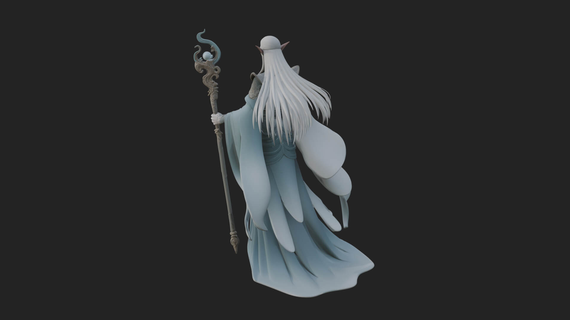 Elven High Mage Statue Design 16 3D Print Model 3D Model