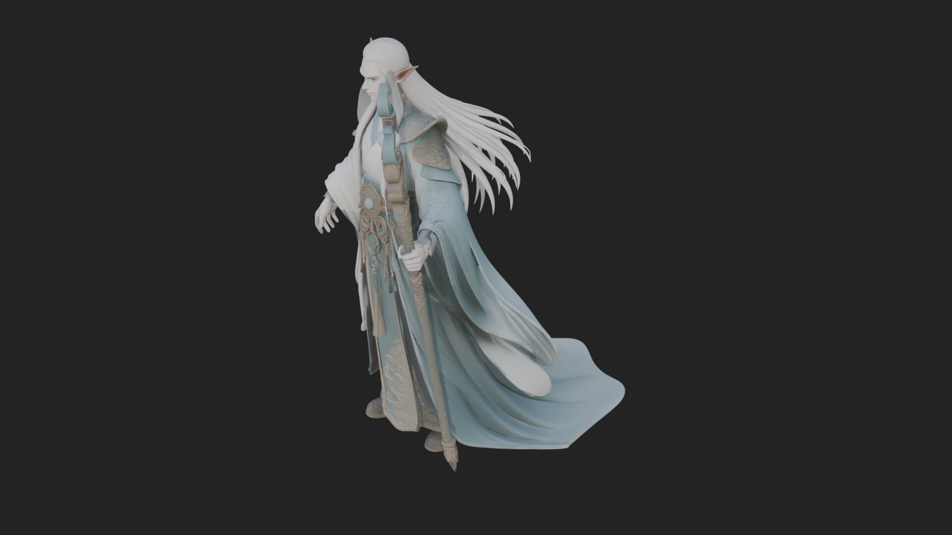Elven High Mage Statue Design 16 3D Print Model 3D Model