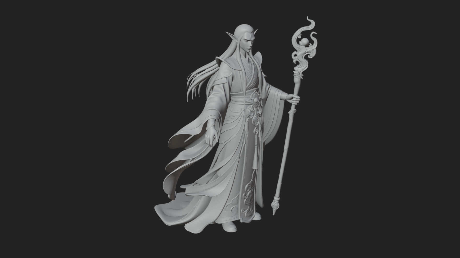Elven High Mage Statue Design 16 3D Print Model 3D Model