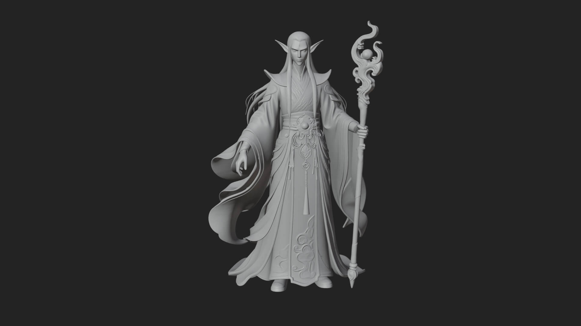 Elven High Mage Statue Design 16 3D Print Model 3D Model