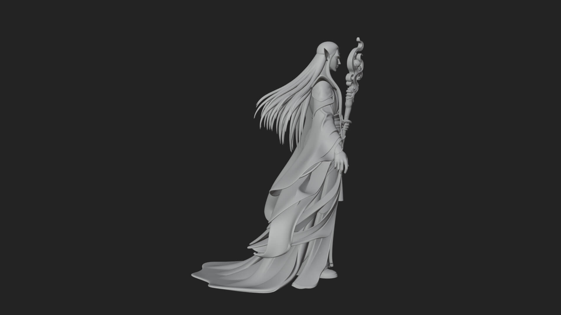 Elven High Mage Statue Design 16 3D Print Model 3D Model