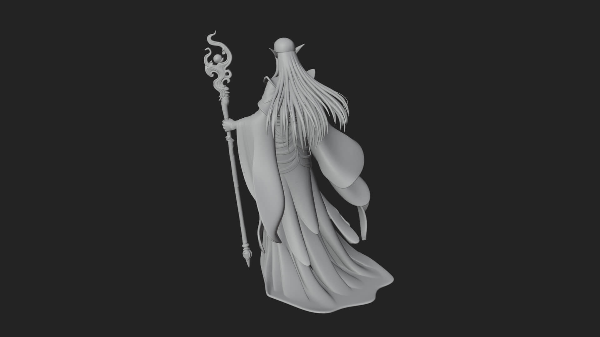 Elven High Mage Statue Design 16 3D Print Model 3D Model