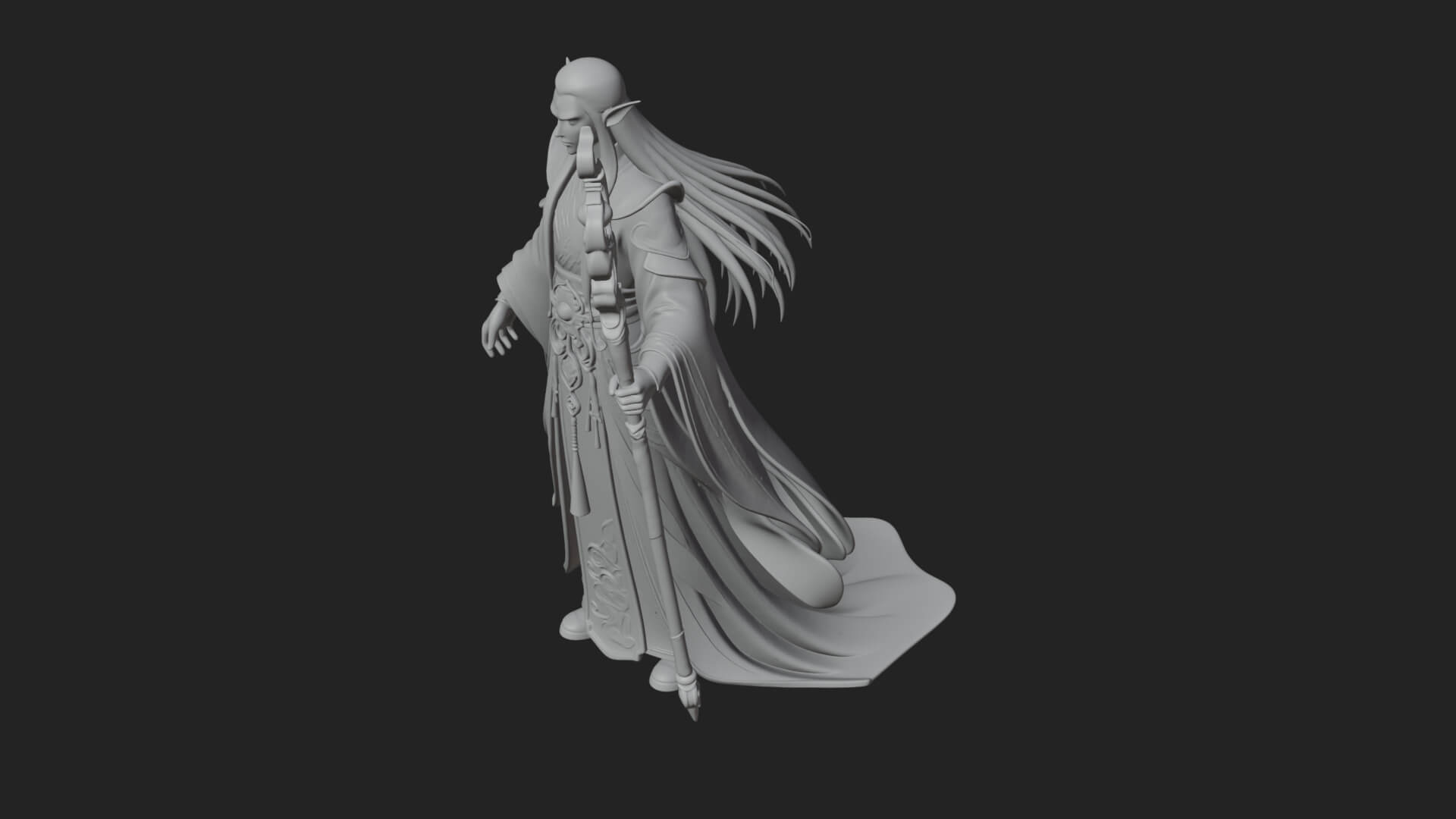 Elven High Mage Statue Design 16 3D Print Model 3D Model