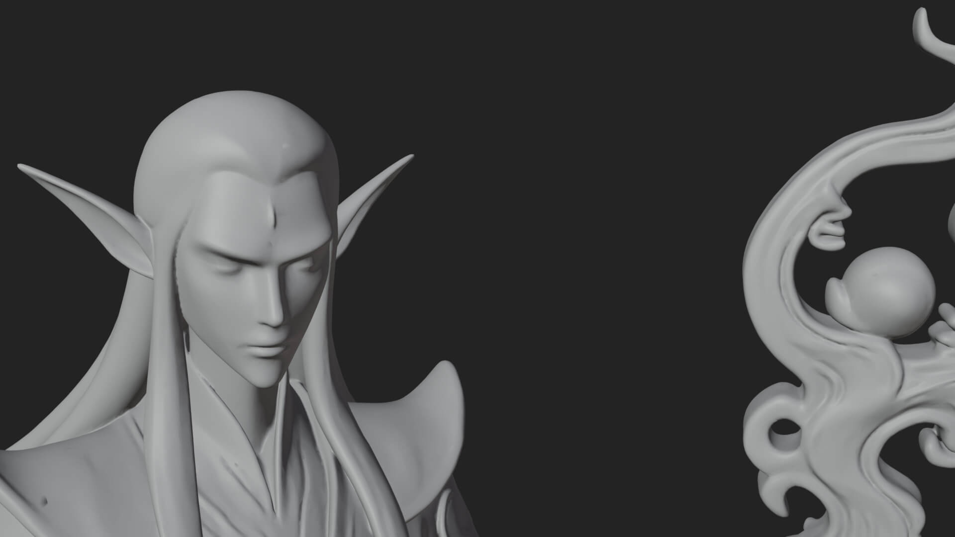 Elven High Mage Statue Design 16 3D Print Model 3D Model