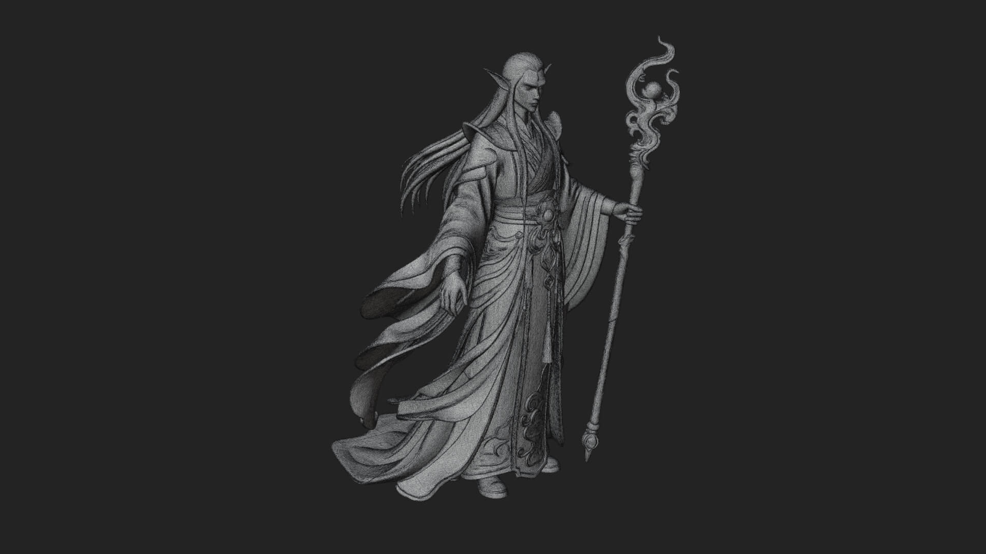 Elven High Mage Statue Design 16 3D Print Model 3D Model