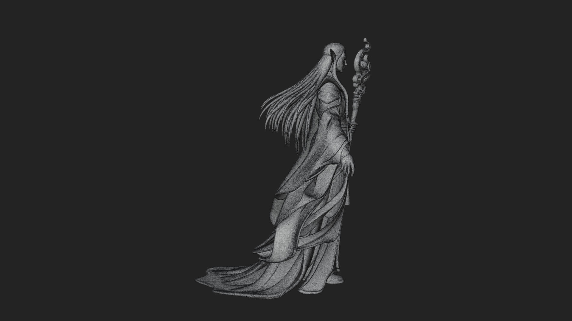 Elven High Mage Statue Design 16 3D Print Model 3D Model
