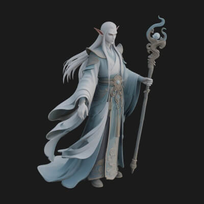 Elven High Mage Statue Design 16 3D Print Model