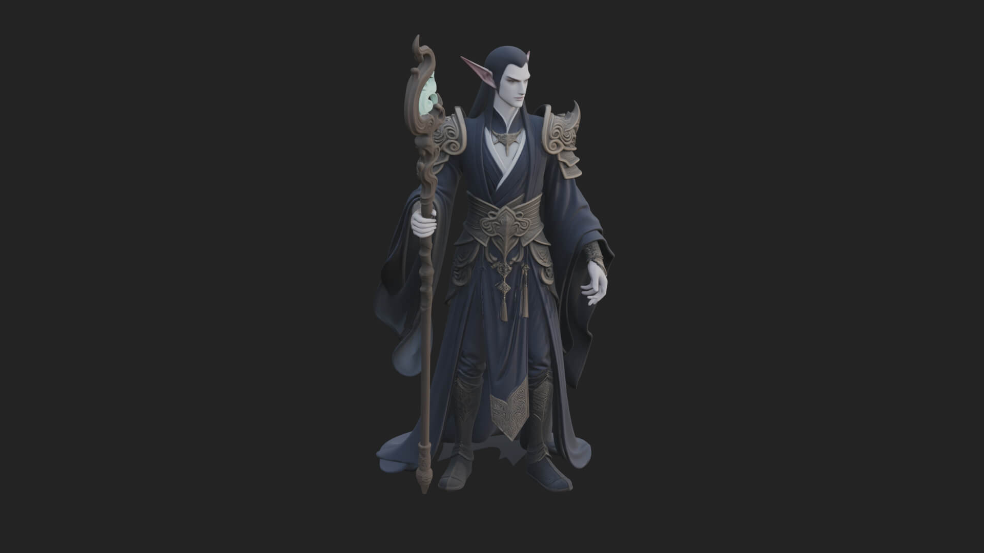Elven High Mage Statue Design 17 3D Print Model 3D Model