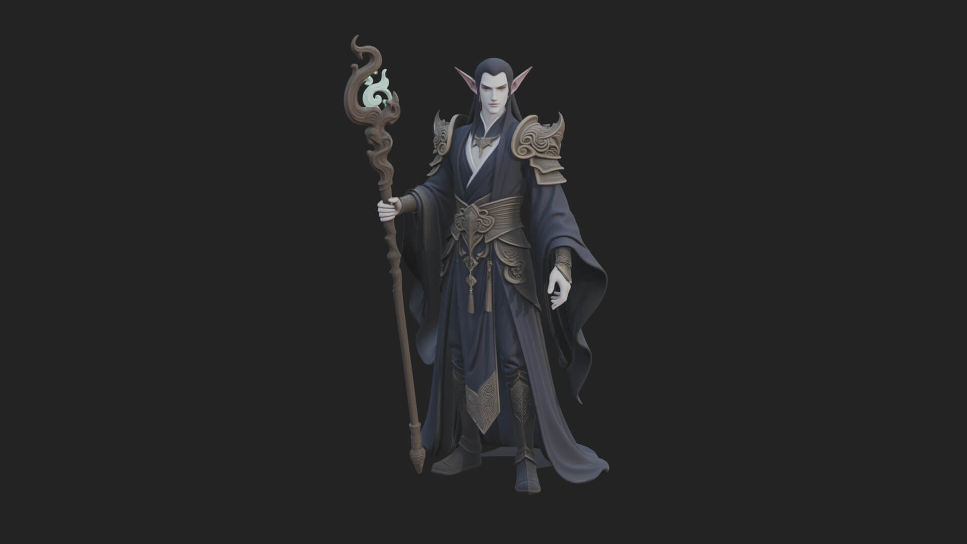 Elven High Mage Statue Design 17 3D Print Model 3D Model