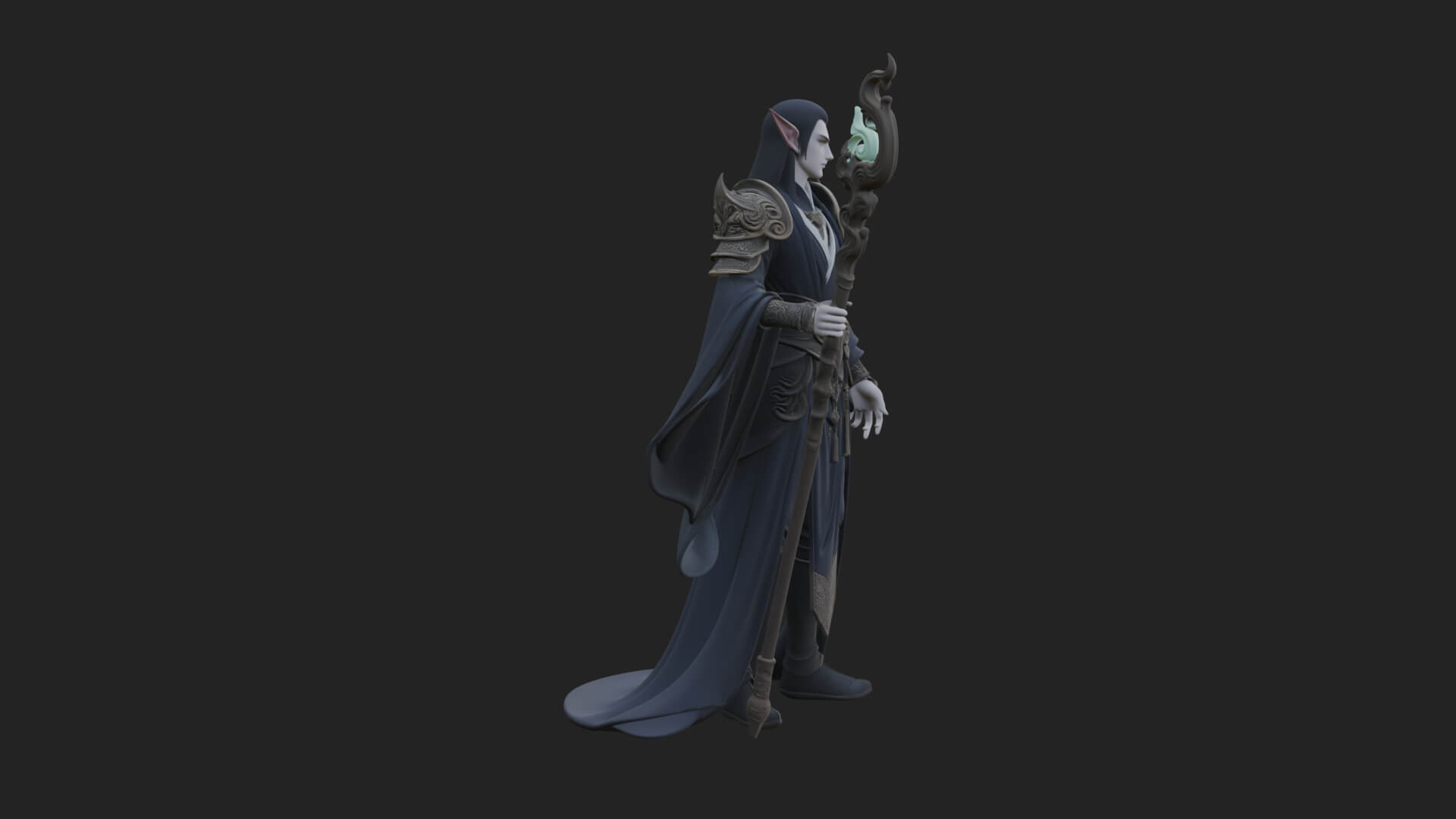 Elven High Mage Statue Design 17 3D Print Model 3D Model