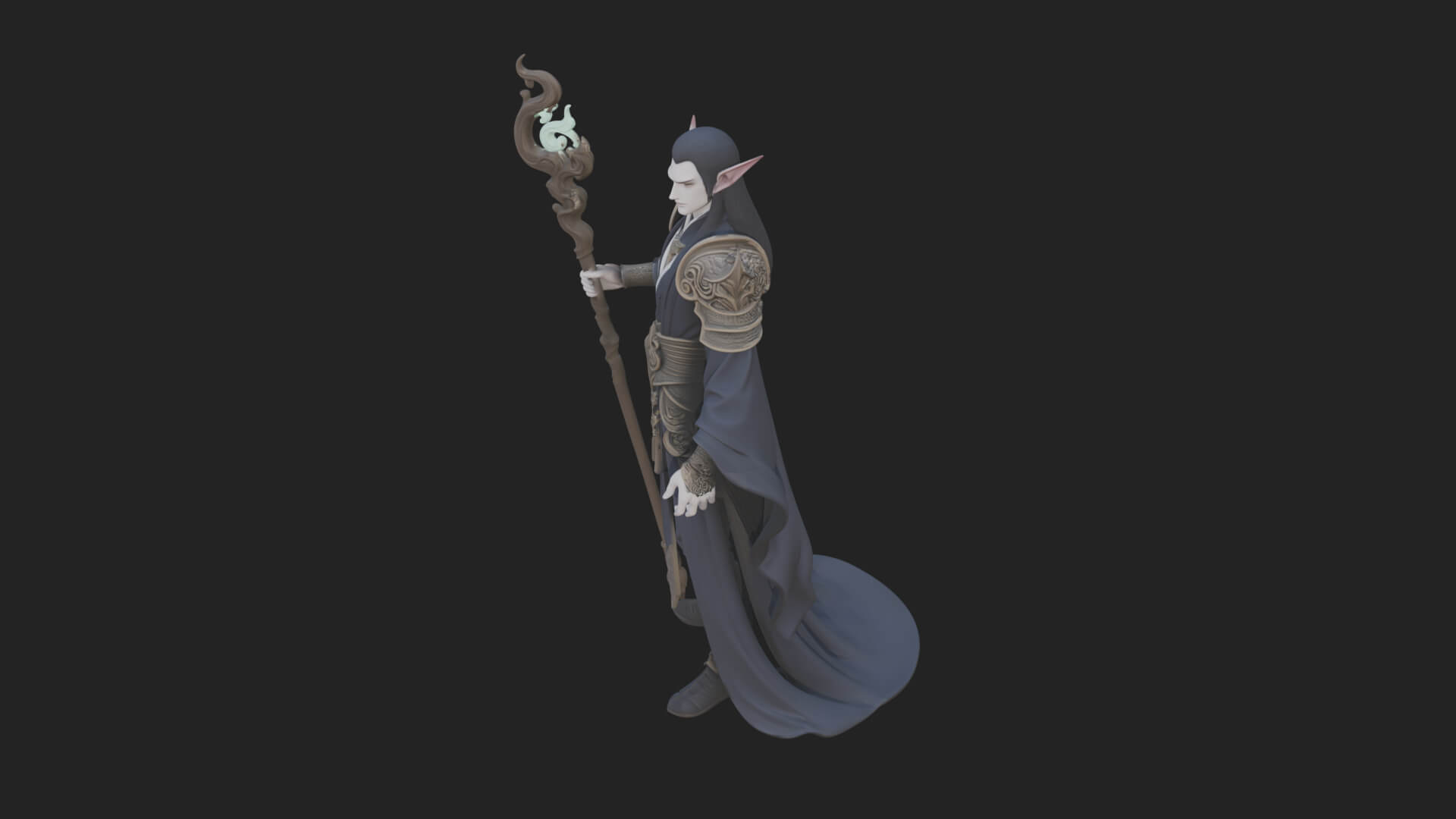 Elven High Mage Statue Design 17 3D Print Model 3D Model