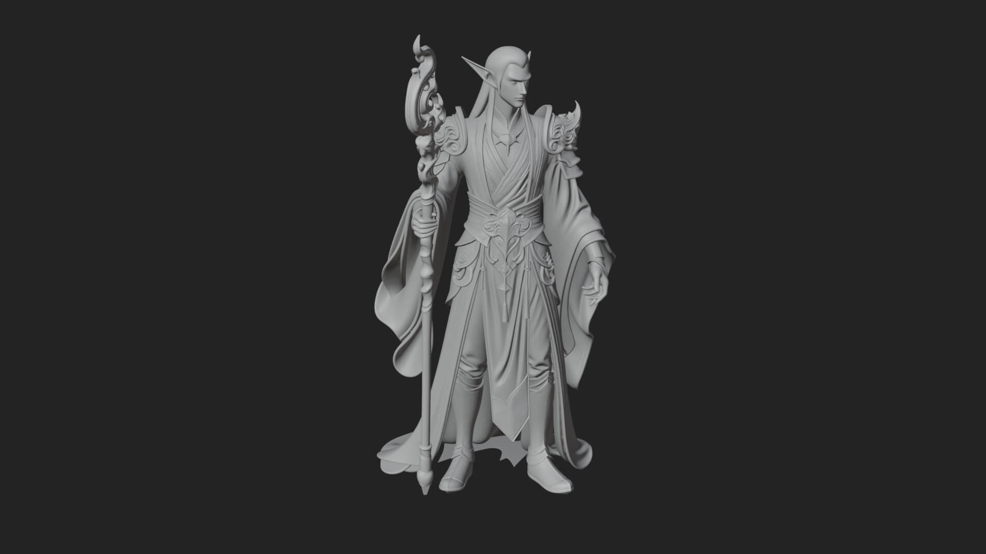 Elven High Mage Statue Design 17 3D Print Model 3D Model