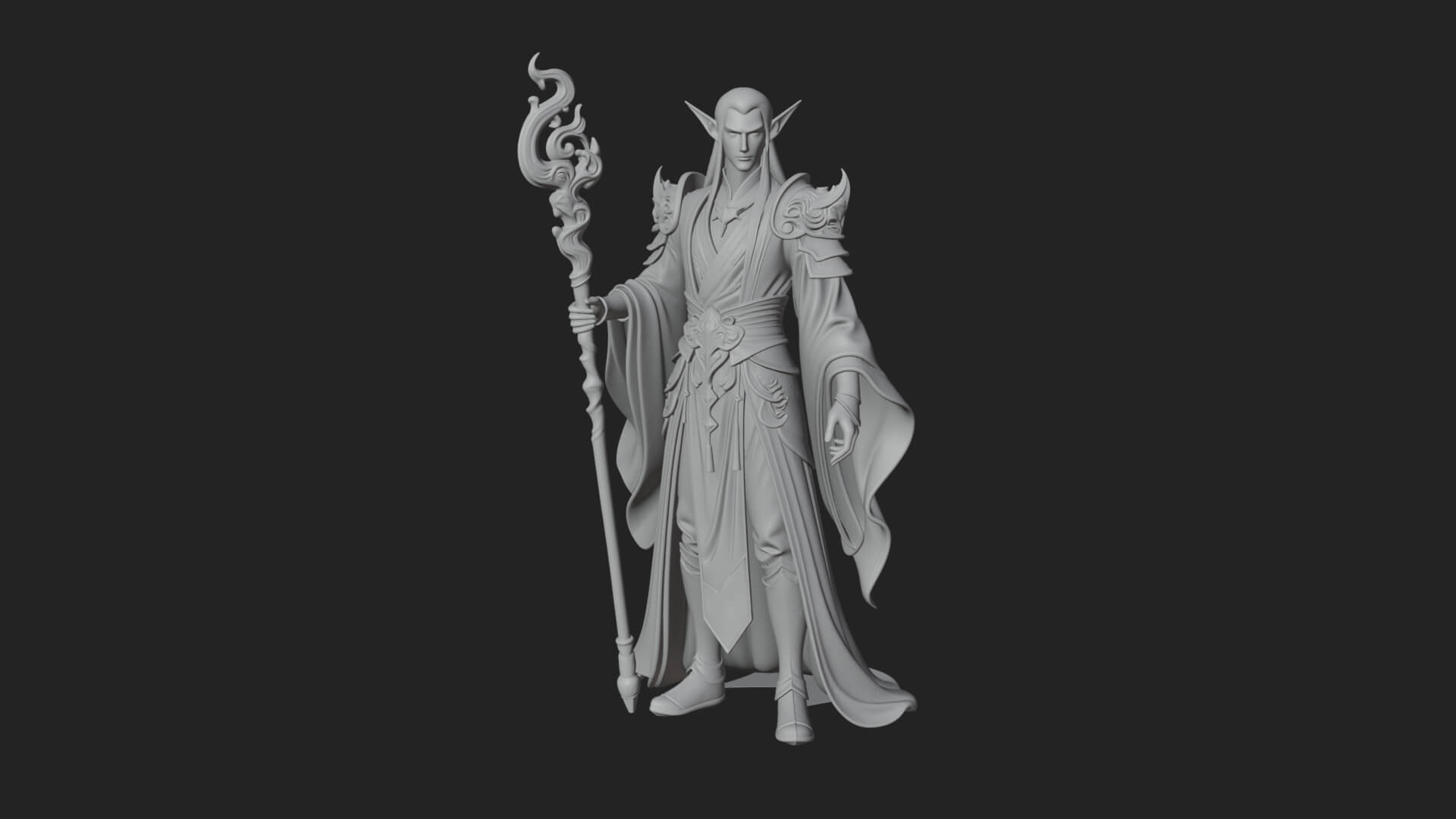 Elven High Mage Statue Design 17 3D Print Model 3D Model