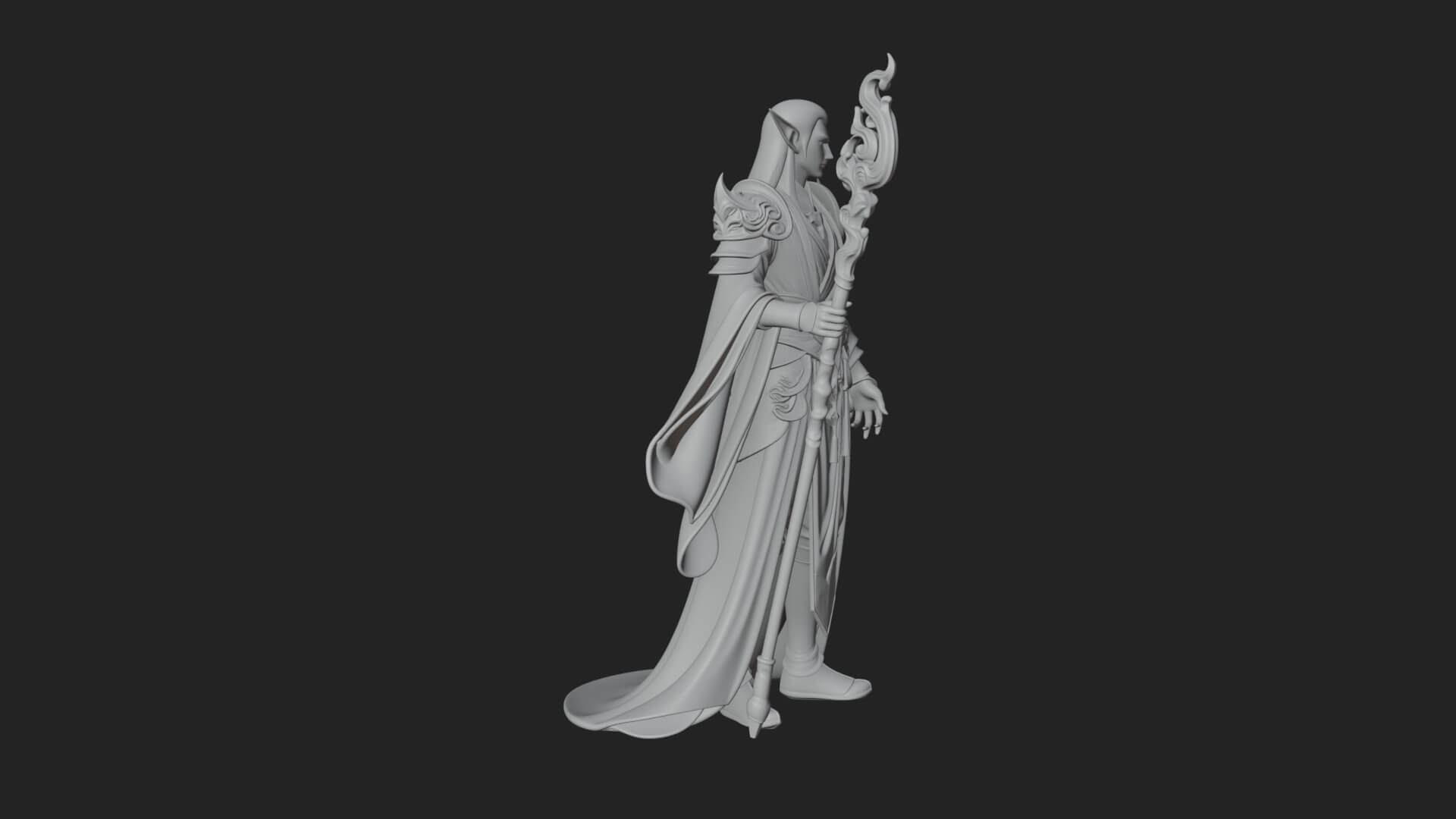 Elven High Mage Statue Design 17 3D Print Model 3D Model