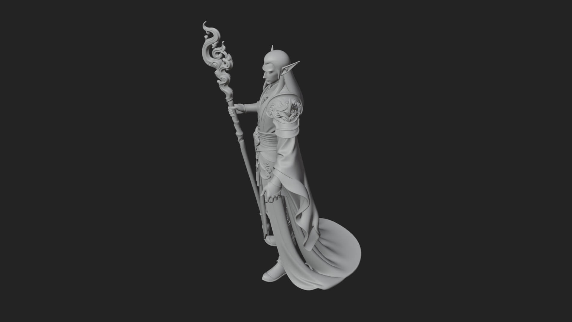 Elven High Mage Statue Design 17 3D Print Model 3D Model