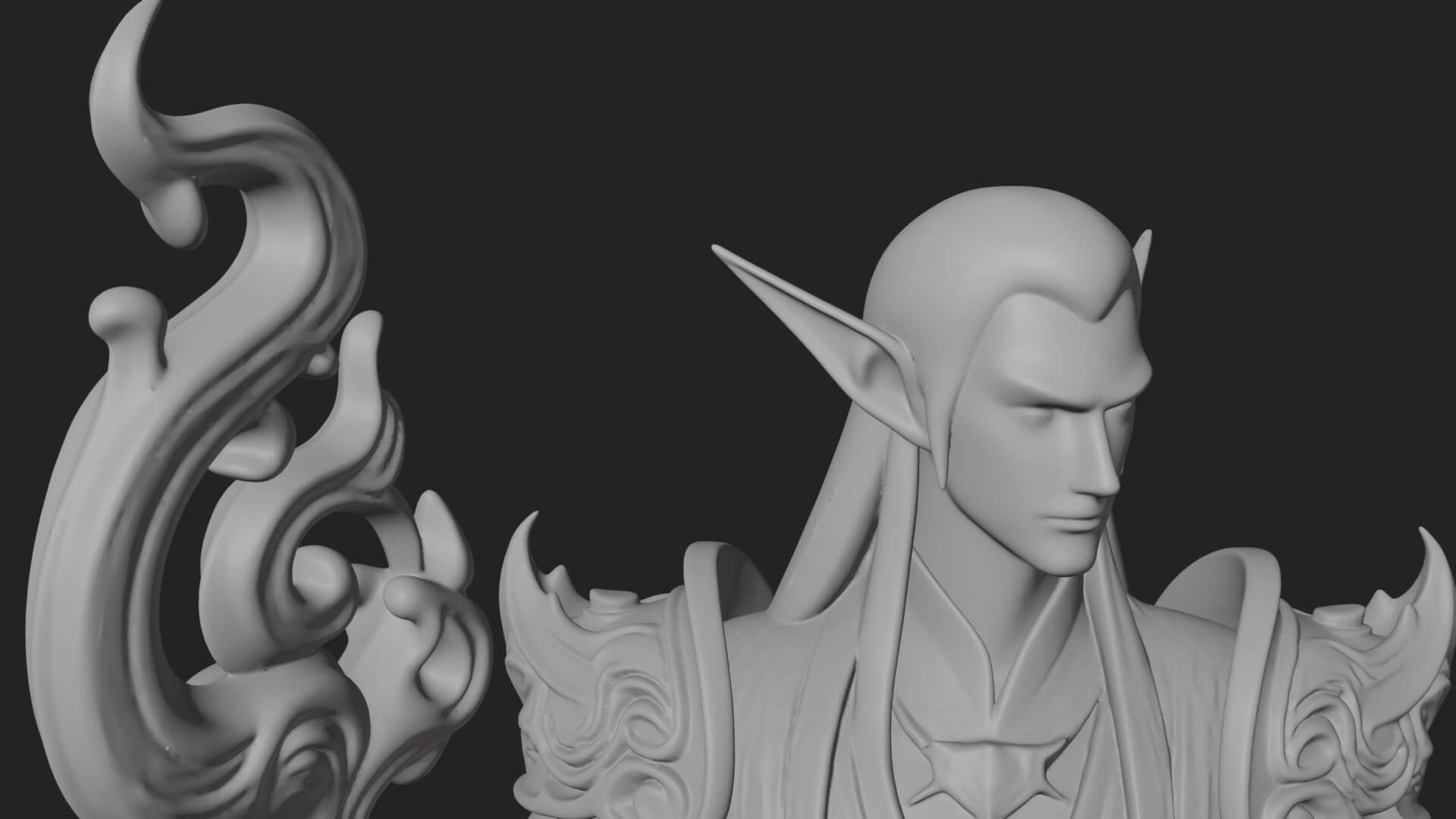 Elven High Mage Statue Design 17 3D Print Model 3D Model
