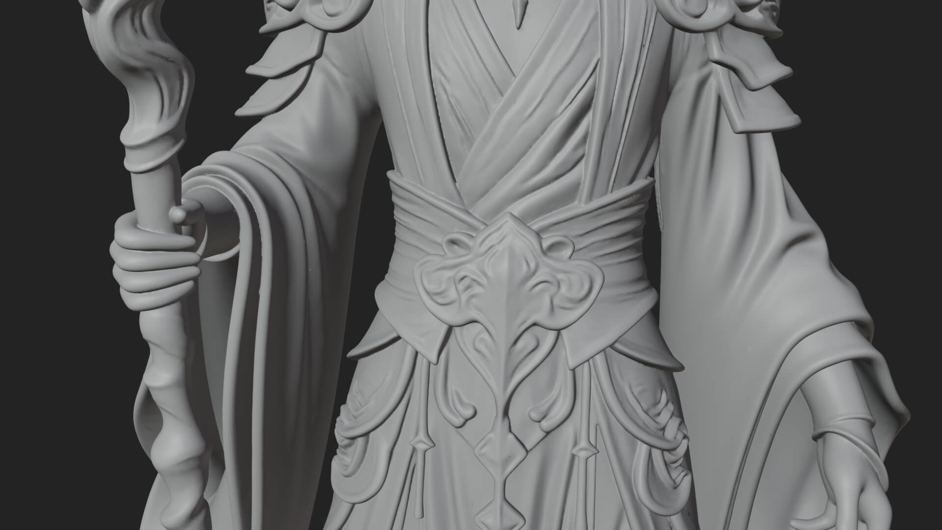 Elven High Mage Statue Design 17 3D Print Model 3D Model
