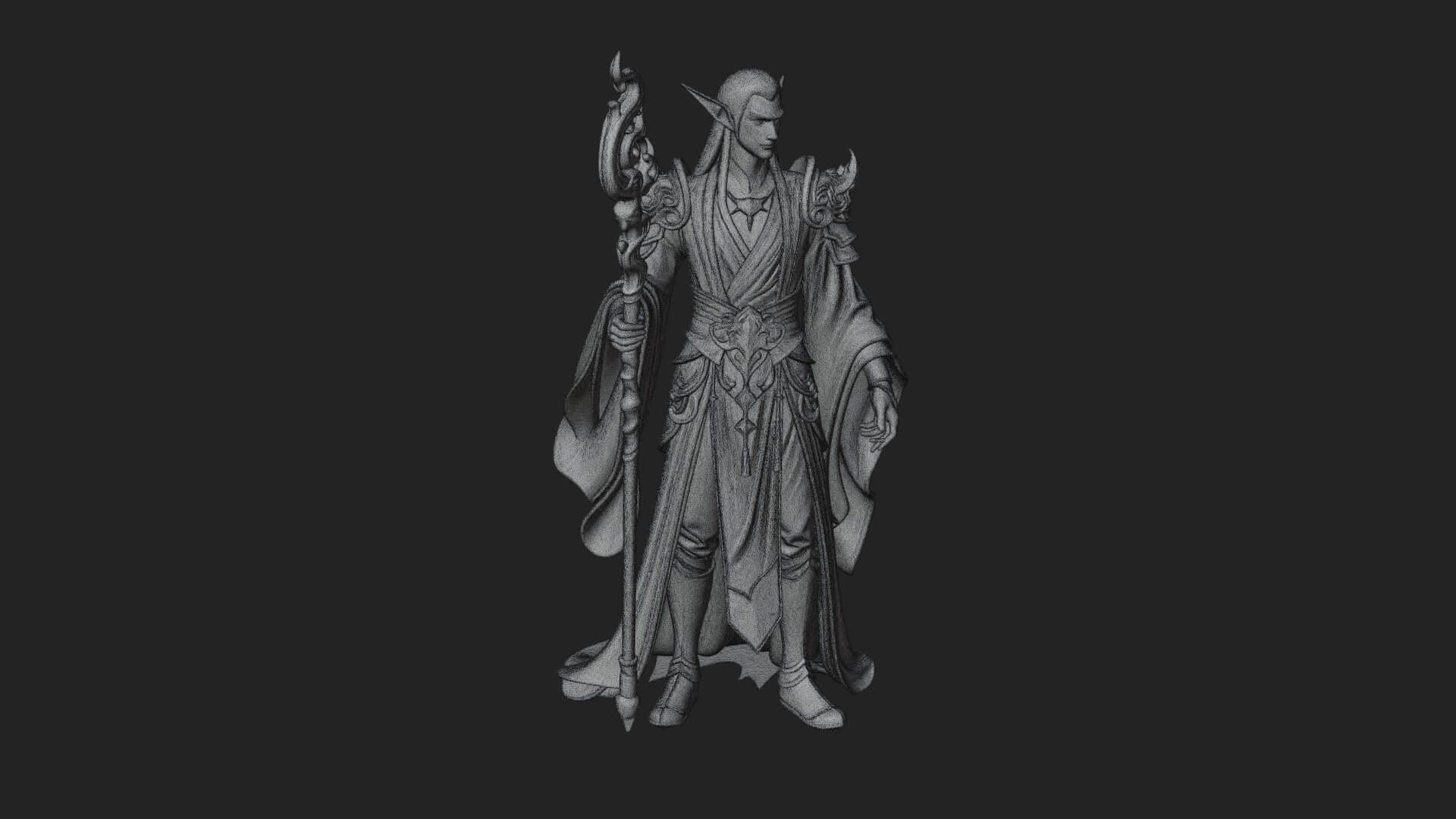 Elven High Mage Statue Design 17 3D Print Model 3D Model