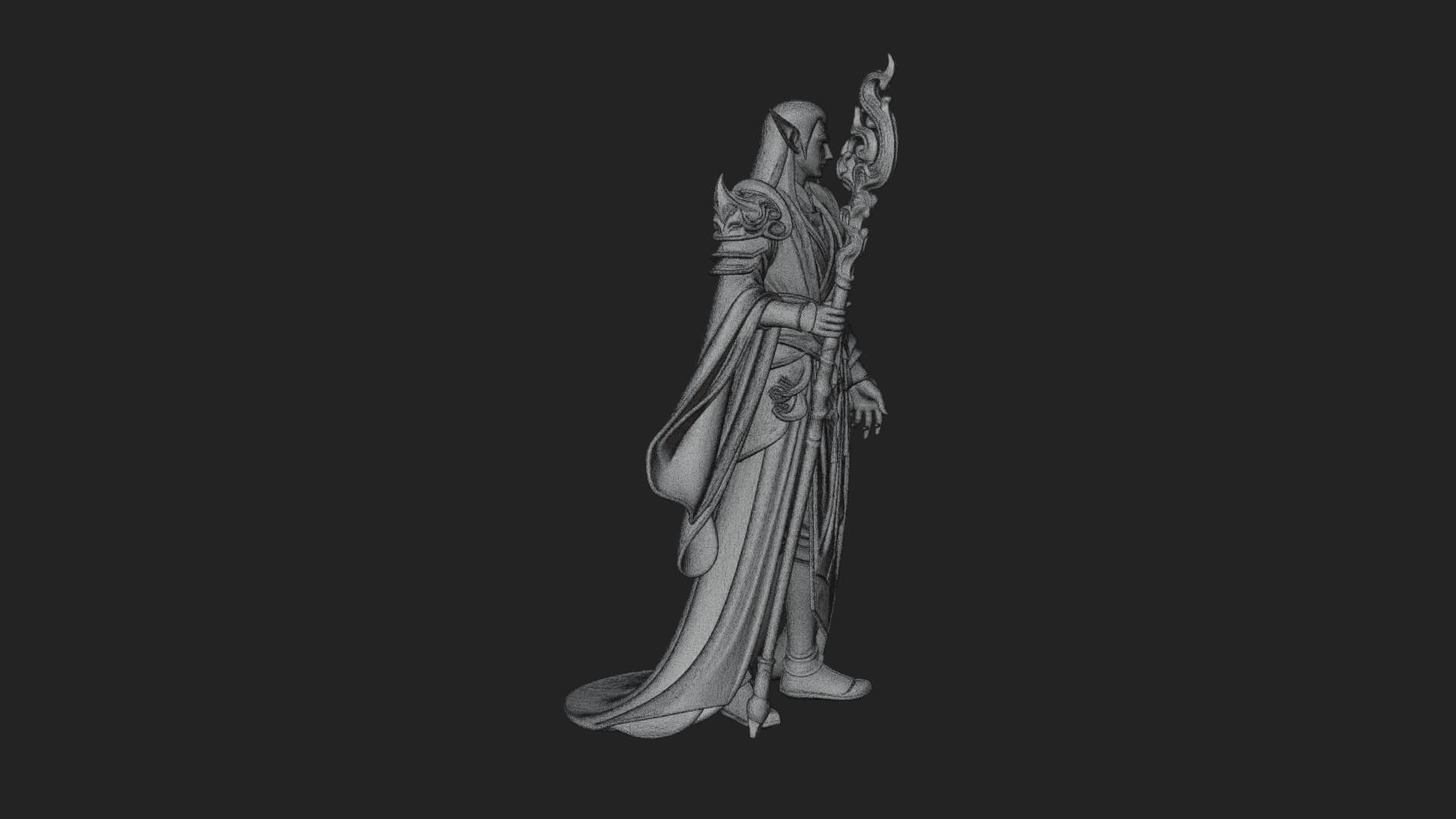 Elven High Mage Statue Design 17 3D Print Model 3D Model