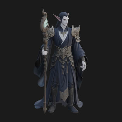 Elven High Mage Statue Design 17 3D Print Model