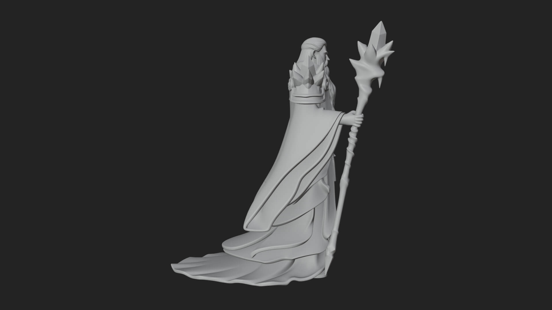 Elven High Mage Statue Design 18 3D Print Model 3D Model