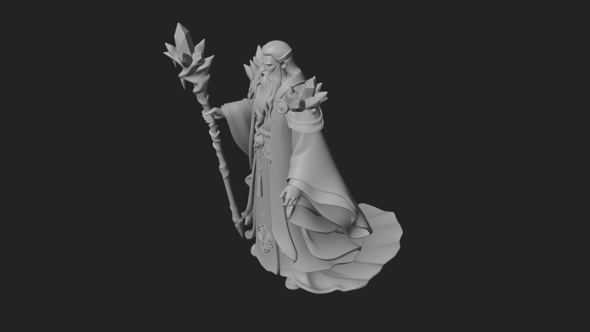 Elven High Mage Statue Design 18 3D Print Model 3D Model