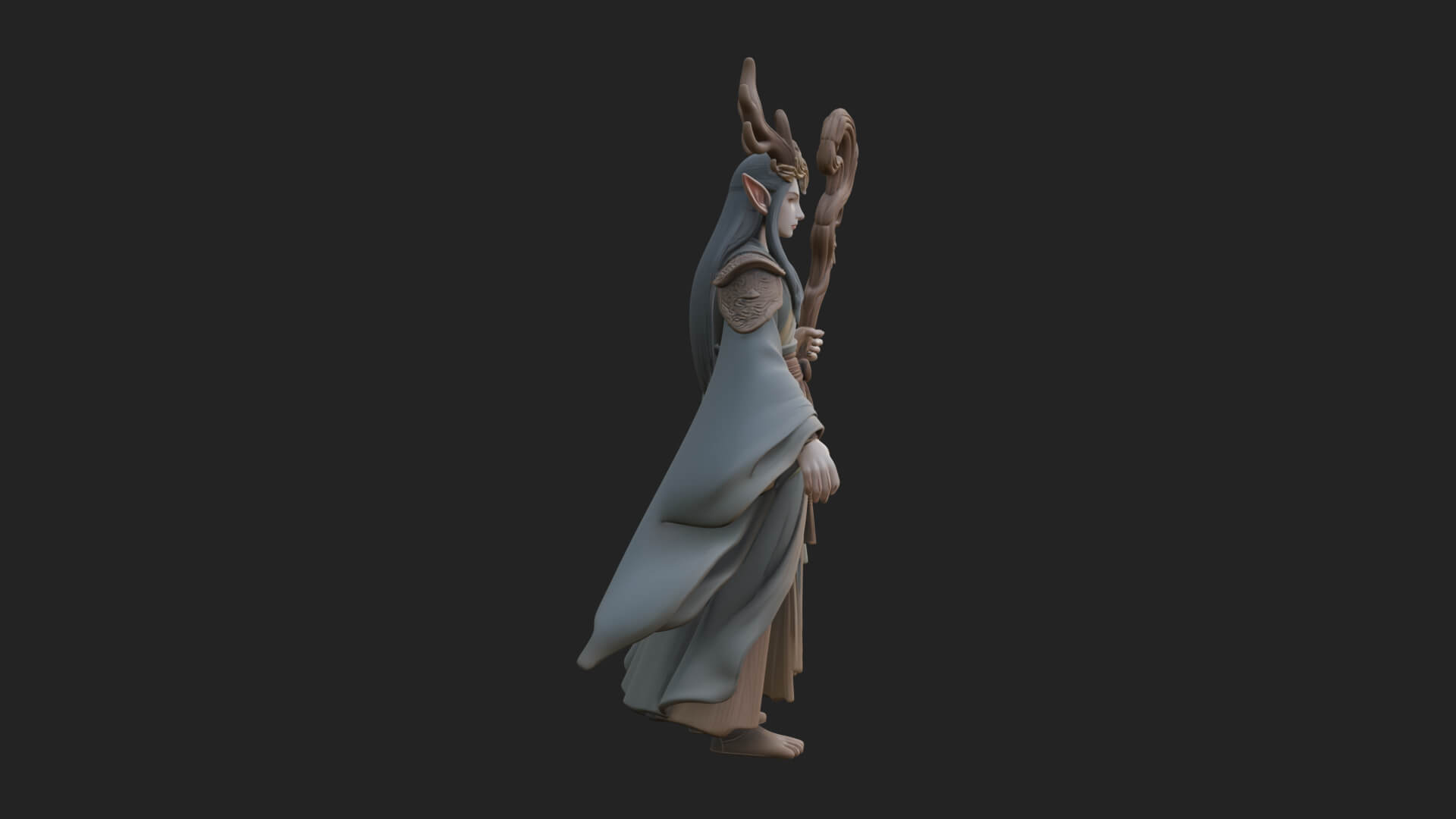 Elven High Mage Statue Design 19 3D Print Model 3D Model