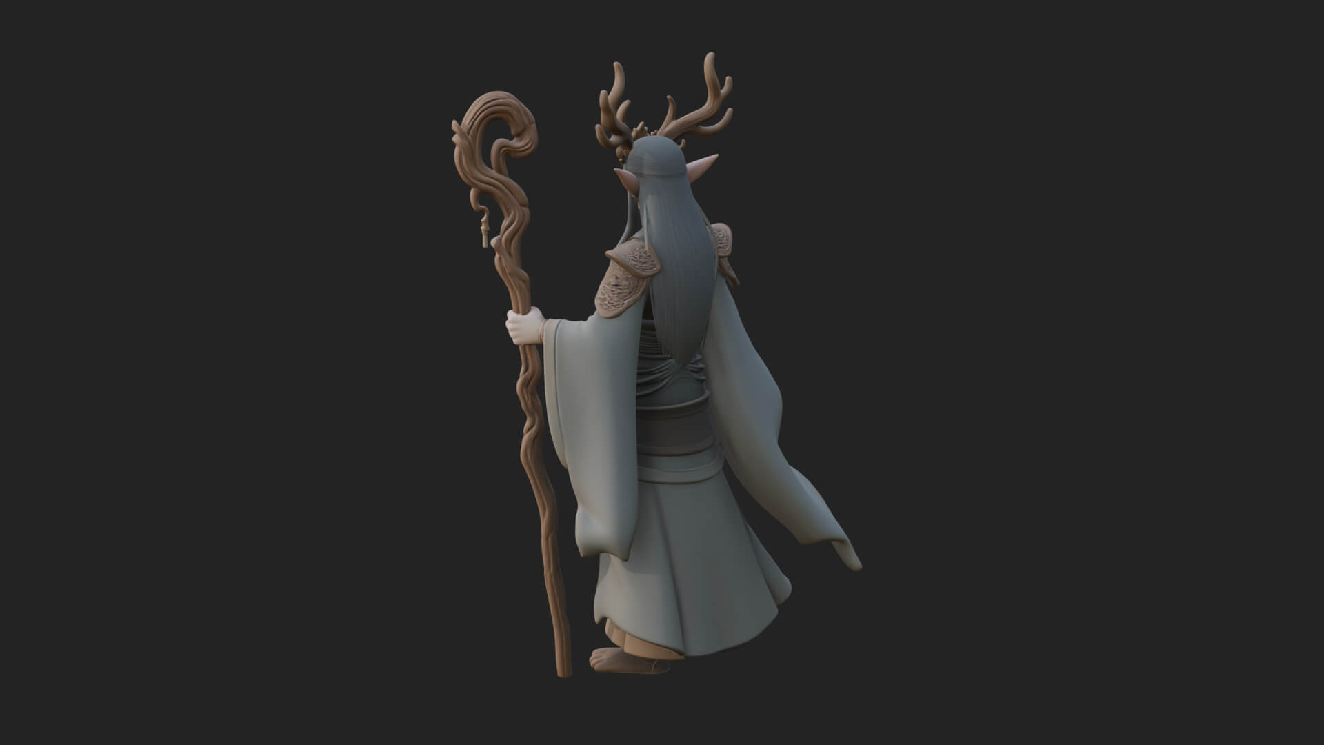 Elven High Mage Statue Design 19 3D Print Model 3D Model