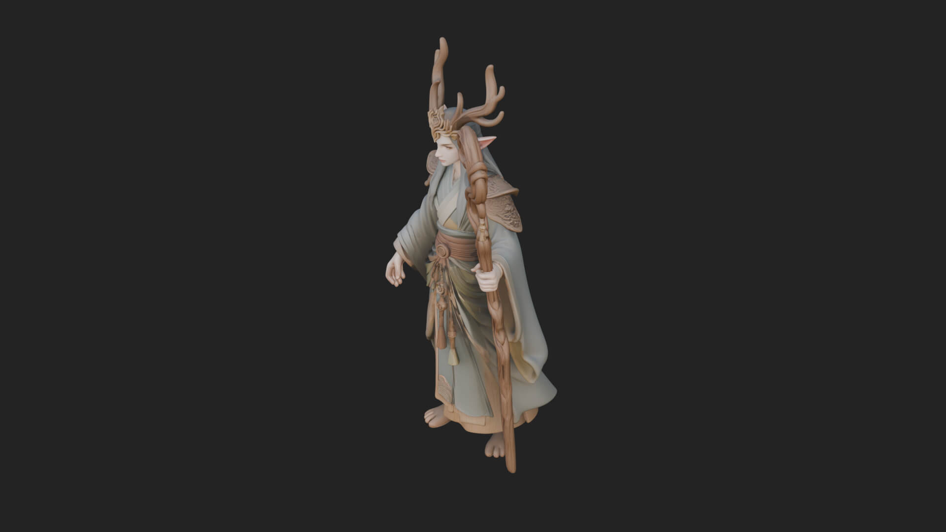 Elven High Mage Statue Design 19 3D Print Model 3D Model
