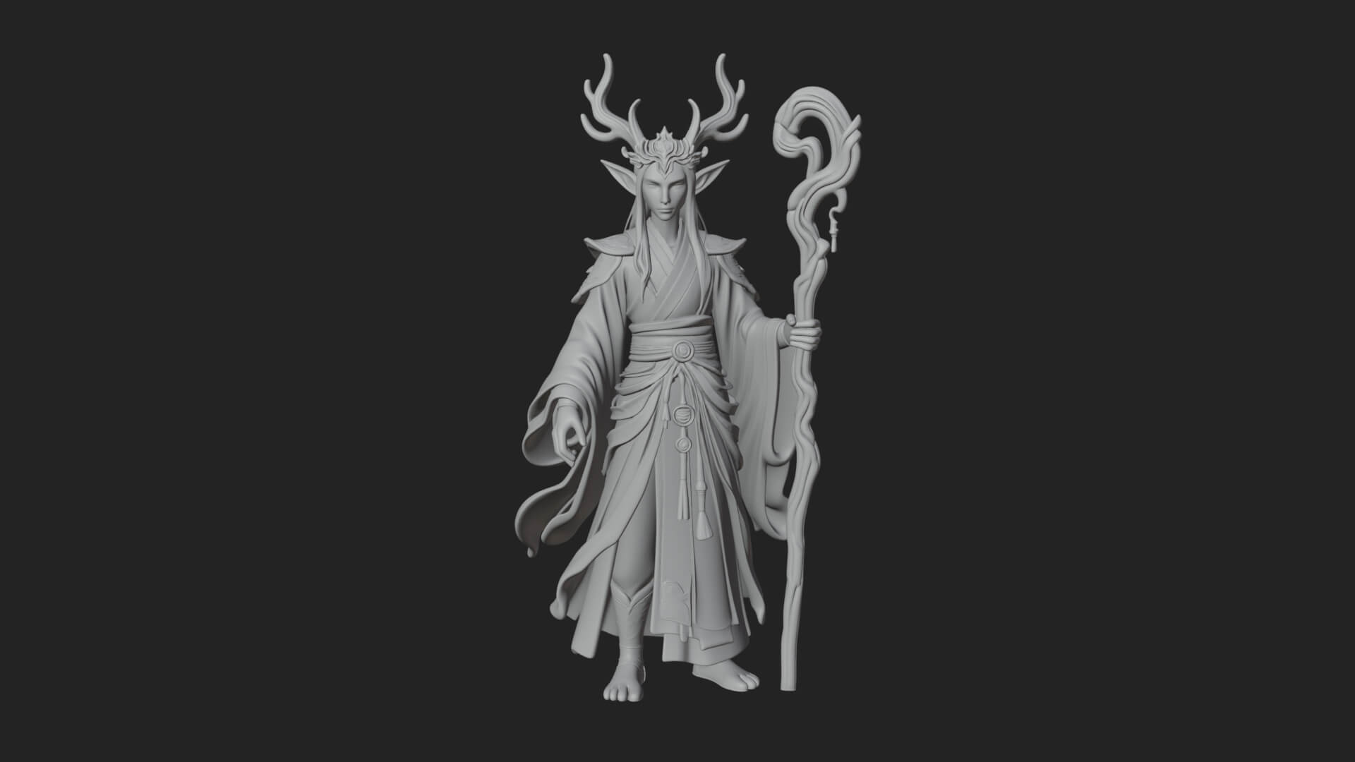 Elven High Mage Statue Design 19 3D Print Model 3D Model