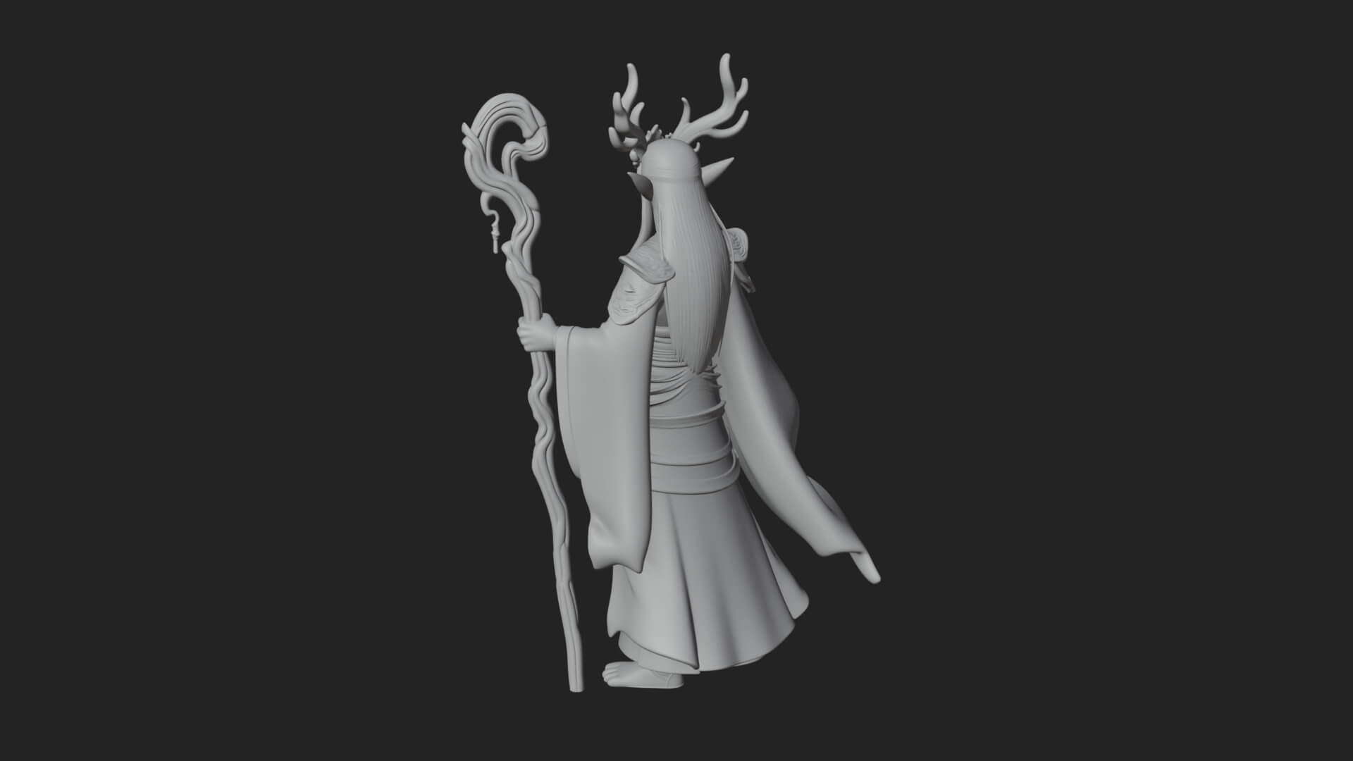 Elven High Mage Statue Design 19 3D Print Model 3D Model