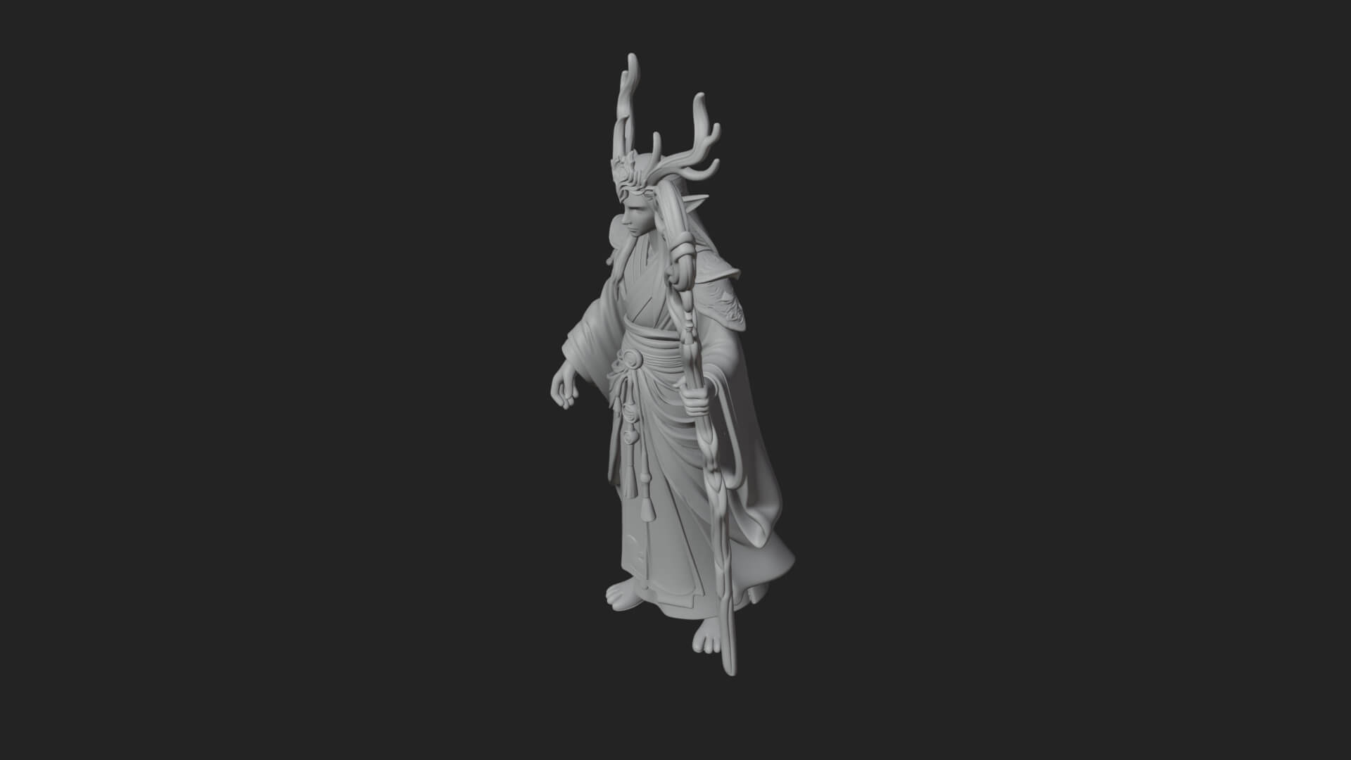 Elven High Mage Statue Design 19 3D Print Model 3D Model
