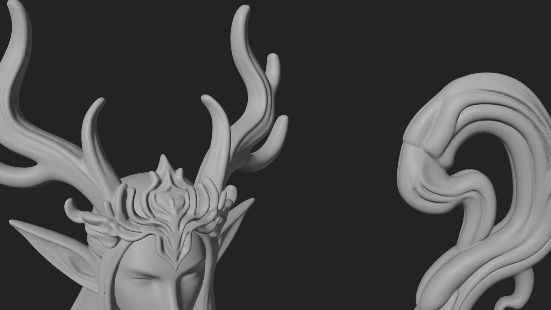 Elven High Mage Statue Design 19 3D Print Model 3D Model