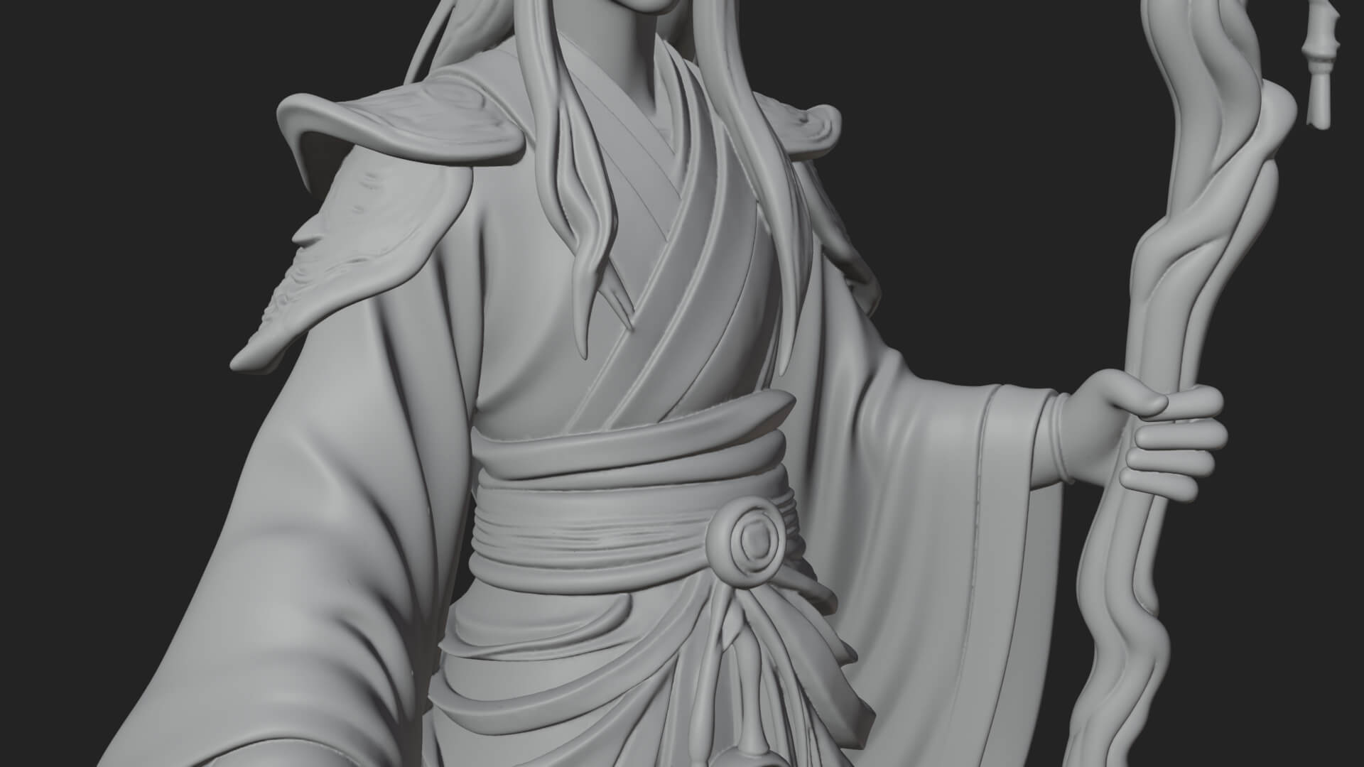 Elven High Mage Statue Design 19 3D Print Model 3D Model