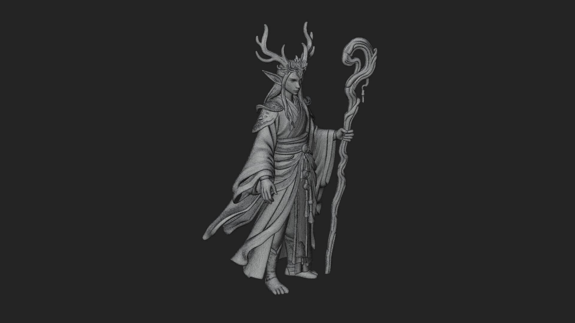 Elven High Mage Statue Design 19 3D Print Model 3D Model
