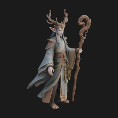 Elven High Mage Statue Design 19 3D Print Model